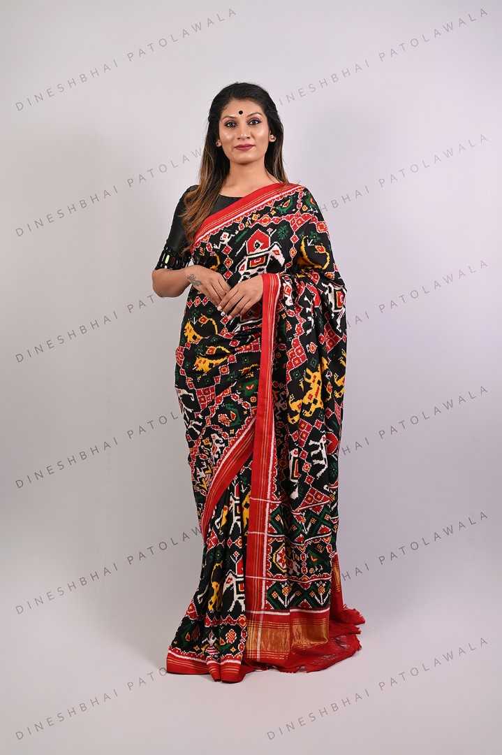 Black Double Ikkat Patola Saree_1