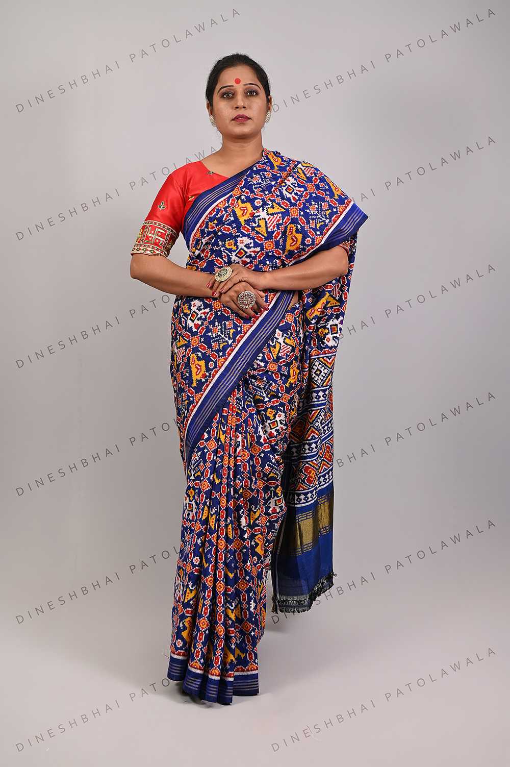 Royal Blue Double Ikkat Patola Saree_1