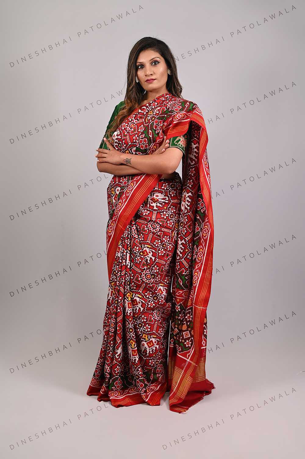 Red Traditional Double Ikkat Patola Saree_1